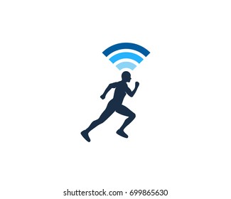 Wireless Run Icon Logo Design Element