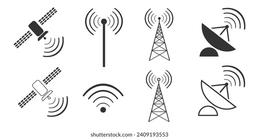 Wireless satellite technology set sembol icon vector ilustration.