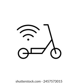 Wireless scooter connectivity. Smart and sustainable urban mobility. Pixel perfect vector icon