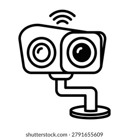 Wireless security camera surveillance system icon with signal transmission security surveillance wireless monitoring protection observation