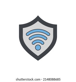Wireless security icon in color icon, isolated on white background 