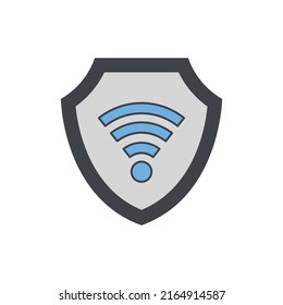 Wireless security icon in color icon, isolated on white background 