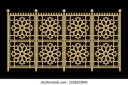 Wireless segment of fence. Old fashion wall. Exterior design element. Closed territory. Fences around the church. Part of government building. Palace wall.