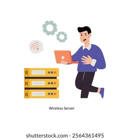 Wireless Server   concept vector illustration. Data Analytics isolated On white Background.    