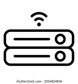 wireless server storage iot single isolated icon with outline style