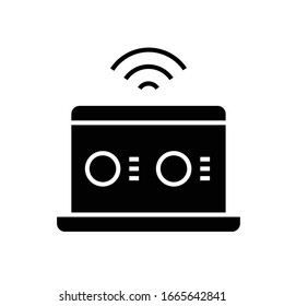 Wireless-Einstellungen schwarz Symbol, Concept-Illustration, Vektorillustration-Flachsymbol, Bildzeichen.
