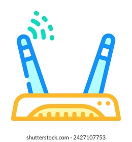icono de color de la computadora de reparación de configuración inalámbrica. señal de la computadora de reparación de configuración inalámbrica. ilustración de símbolo aislado