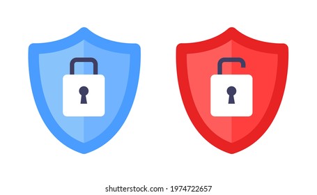 Wireless shield with text VPN and no VPN wifi icon sign flat design vector illustration. Wifi internet signal symbols in the security shield isolated on white background.