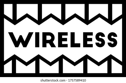 WIRELESS-Zeichen auf weißem Hintergrund. Aufkleber, Stempel