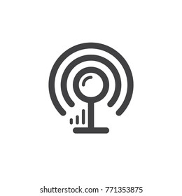 wireless signal antenna line icon, outline vector sign, linear style pictogram isolated on white. Symbol, logo illustration. Thick line design. Pixel perfect vector graphics