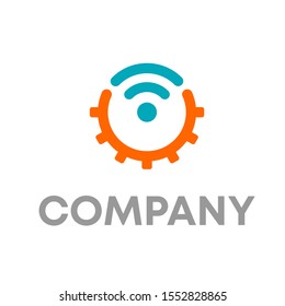 wireless signal and gear logo wifi vector design template