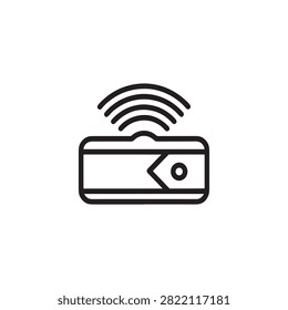 Wireless signal icon emitting from smartphone device illustration