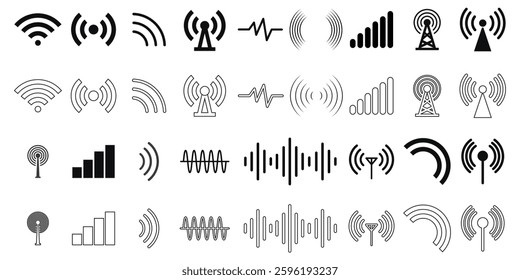 Wireless Signal Icon WiFi Network and Internet Connection Symbol, Digital Communication Vector, Mobile Data and Connectivity Illustration,Technology and Online Streaming Concept for UI and Web Design