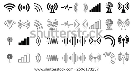 Wireless Signal Icon WiFi Network and Internet Connection Symbol, Digital Communication Vector, Mobile Data and Connectivity Illustration,Technology and Online Streaming Concept for UI and Web Design