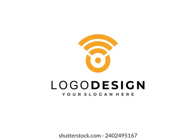 Wireless signal logo design vector. Letter O outline logo. Signal illustration.