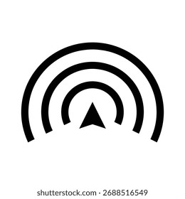 Wireless Signal and Navigation Icon. GPS Direction Location Black Glyph Vector.
