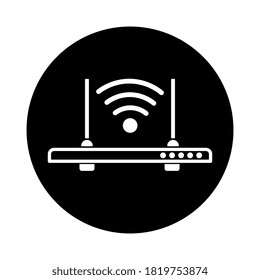 Wireless Signal Router Icon. Wi Fi Router Flat bubble Icon