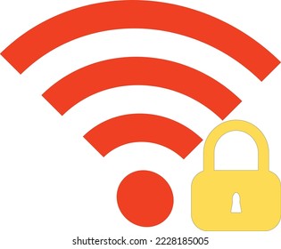 A wireless signal secured - Flat  icon , Technological illustration , Communication vector  