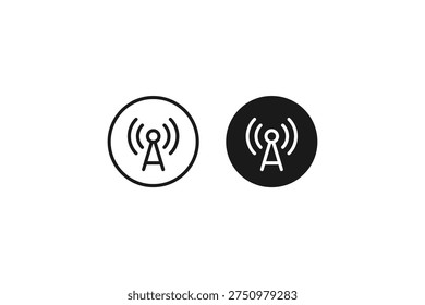 Wireless signal tower icon for telecommunication and network connection