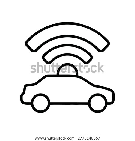 Wireless signal waves emanating from minimalist car icon symbolizing connectivity and smart technology integration