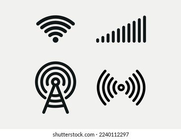 Wireless-Signal-Web-Symbol-Set. Wi-Fi-Symbole. Sichere, anthena, passwortgeschützte Symbole.