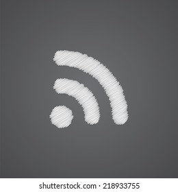Wireless sketch logo doodle icon isolated on dark background 