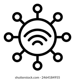 Vector de contorno de ícono de hogar inteligente inalámbrico. Tecnología de control remoto. Controlador de casa inteligente