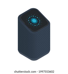 Wireless smart speaker with voice control isometric icon vector illustration