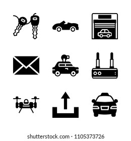 wireless, spam, wall and facade icons in Technology vector set. Graphics for web and design