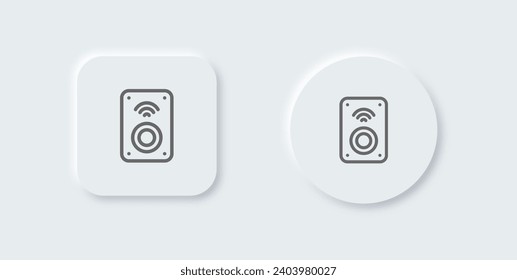 Wireless speaker line icon in neomorphic design style. Audio signs vector illustration.