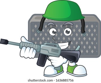 Wireless speaker mascot design in an Army uniform with machine gun