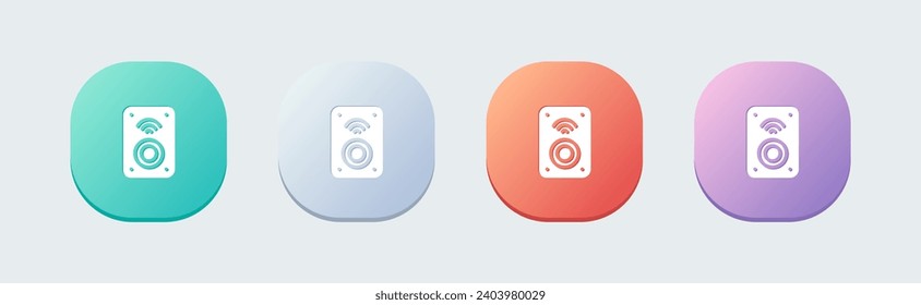 Wireless speaker solid icon in flat design style. Audio signs vector illustration.