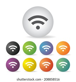 wireless  symbol  button icon set  