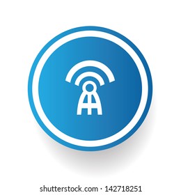 Wireless symbol on blue button