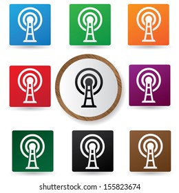 Wireless symbol,Color buttons,vector