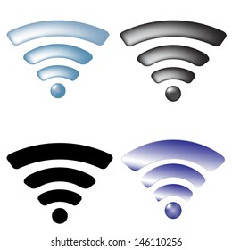 Wireless Symbols set icons. Flat design style. WiFi Zone Sign. Remote Access And Radio Waves Communication Symbols. Wi-Fi icon.