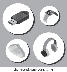 audífonos de tecnología inalámbrica, smartwatch y usb