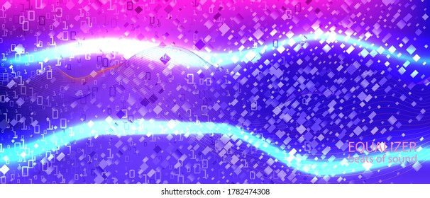 Wireless Tech Vector Wallpaper. Fractal Flow Glow Geometric Grunge Trendy Design. Matrix Falling Binary Code. Pink Blue Purple Background. Punk Equalizer Slide. Wireless Tech Banner