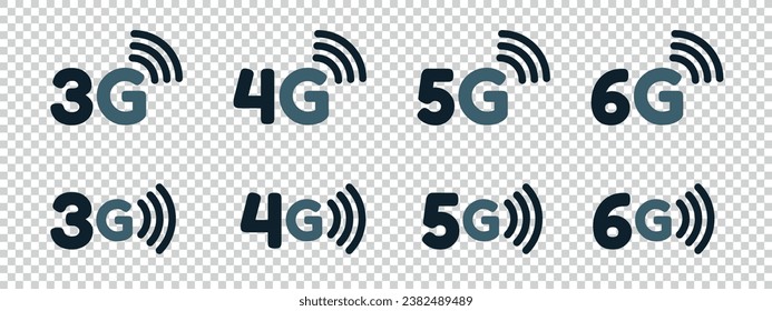 Wireless Technology 5G And More Icons - Different Vector Illustrations Isolated On Transparent Background