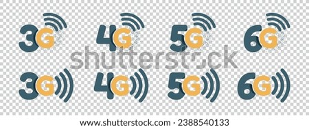 Wireless Technology 5G And More Icons - Different Vector Illustrations Isolated On Transparent Background