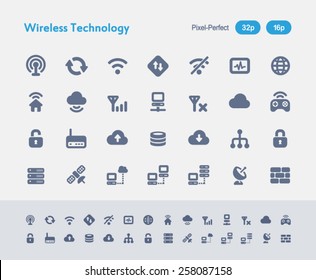 Wireless Technology. Ants Icon Series. Simple glyph style icons designed in a 32x32px grid and redesigned in a 16x16px grid.