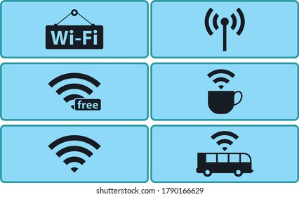 Tecnología inalámbrica, conjunto de iconos negros de la web.
Iconos wi-fi de juego negro. intensidad de señal wifi