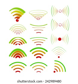 Wireless technology, color web icons set.