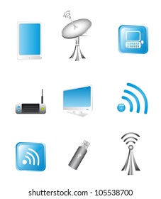 Wireless Technology and communication icons. vector