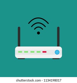 Wireless technology devices isometric, router and wifi internet connection symbol vector illustration