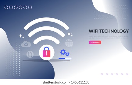 Wireless technology electronic devices internet access and connection to public WiFi hotspot to access internet, flat icon,suitable for web landing page, banner, vector template