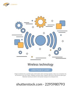 Wireless technology flat contour style vector concept illustration