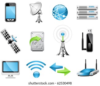 Wireless Technology And Global Communication Icons