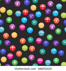 Wireless technology icon series in color circles. Seamless pattern. Background vector illustration.