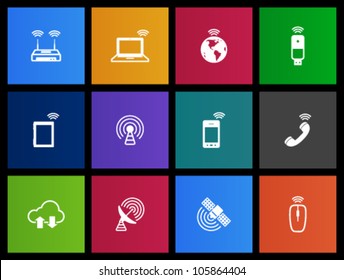 Wireless technology icon series in Metro style